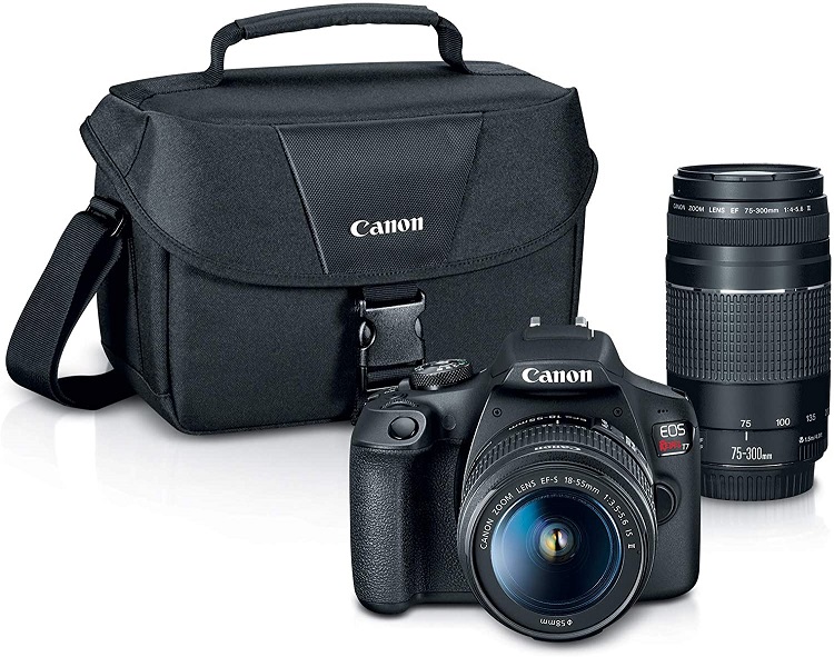 Canon EOS REBEL T7 DSLR Camera|2 Lens Kit with EF18-55mm + EF 75-300mm Lens, Black